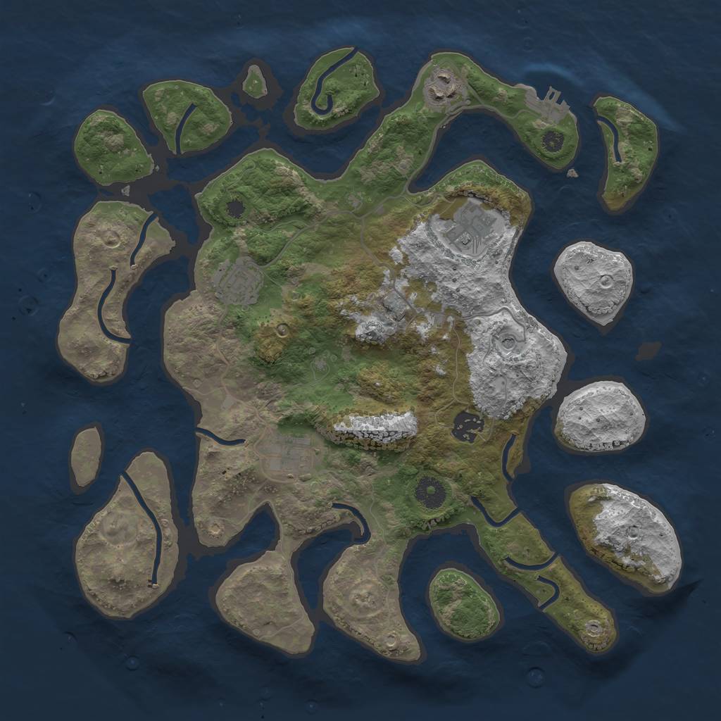 Rust Map: Procedural Map, Size: 3500, Seed: 635458, 9 Monuments