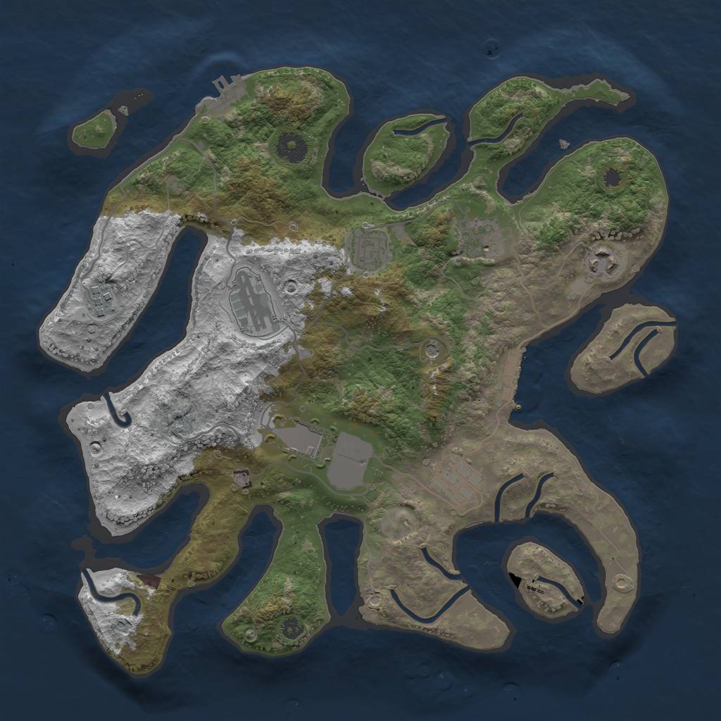 Rust Map: Procedural Map, Size: 3500, Seed: 347345, 12 Monuments