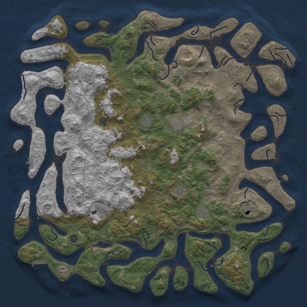 Rust Map: Procedural Map, Size: 6000, Seed: 120809040, 16 Monuments