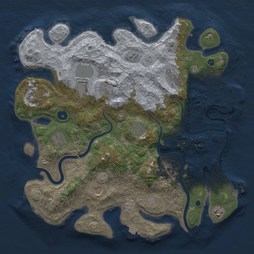 Rust Map: Procedural Map, Size: 3850, Seed: 1205175117, 15 Monuments