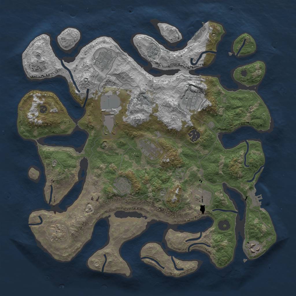 Rust Map: Procedural Map, Size: 3850, Seed: 1205175117, 15 Monuments