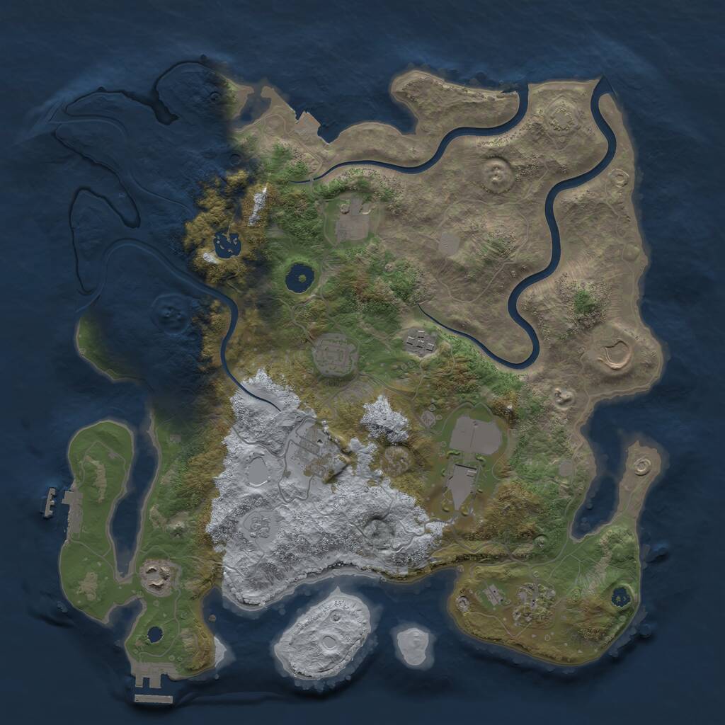 Rust Map: Procedural Map, Size: 3850, Seed: 592457037, 15 Monuments
