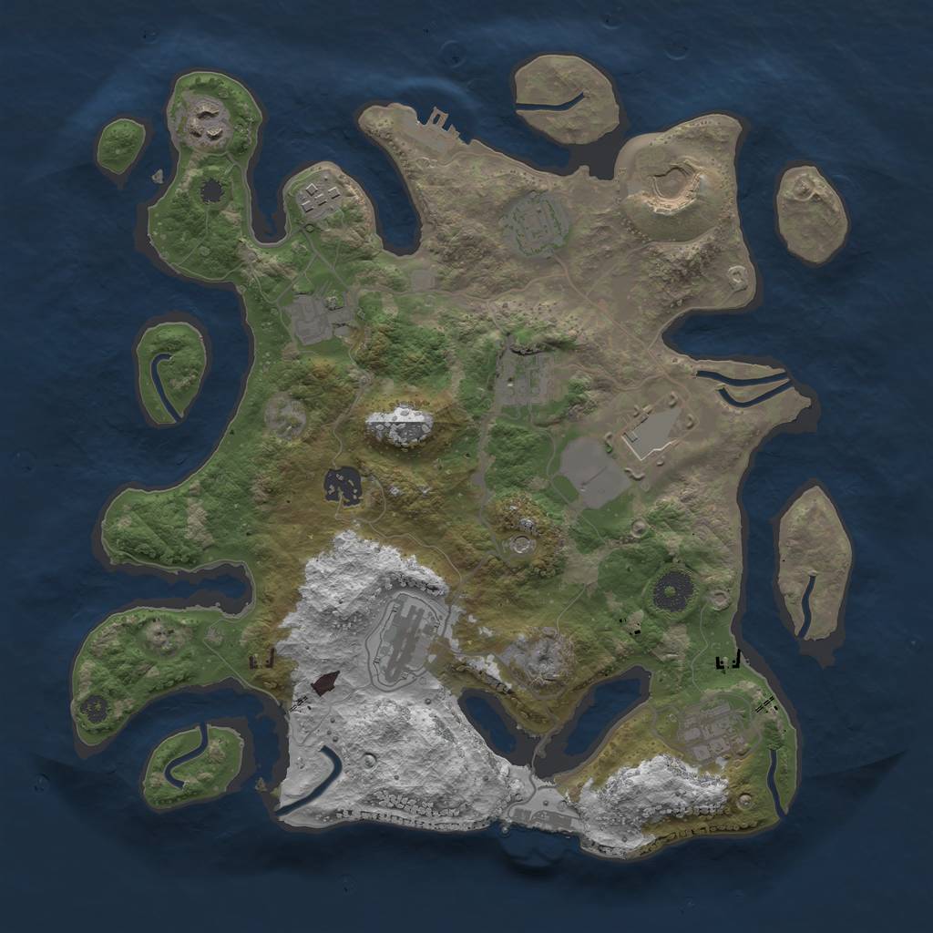 Rust Map: Procedural Map, Size: 3500, Seed: 374219, 15 Monuments