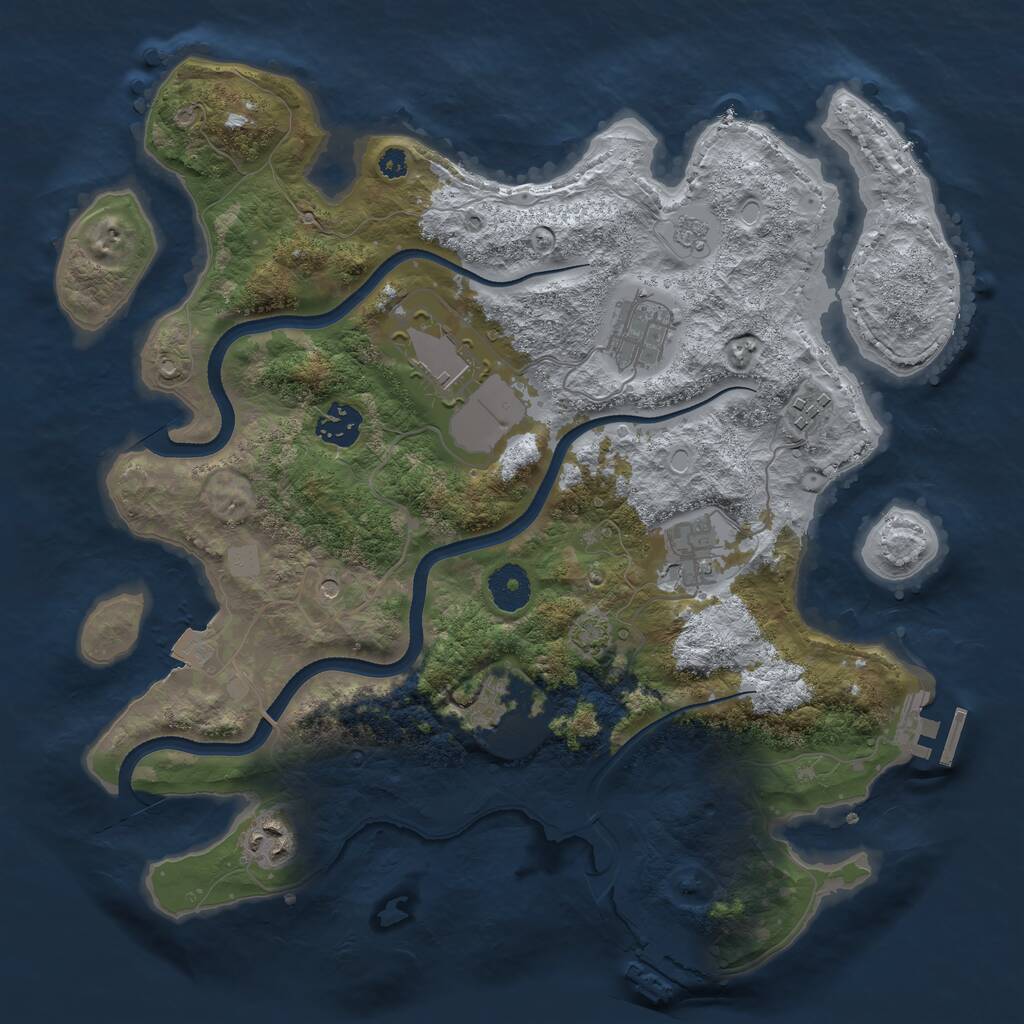 Rust Map: Procedural Map, Size: 3500, Seed: 45444, 13 Monuments