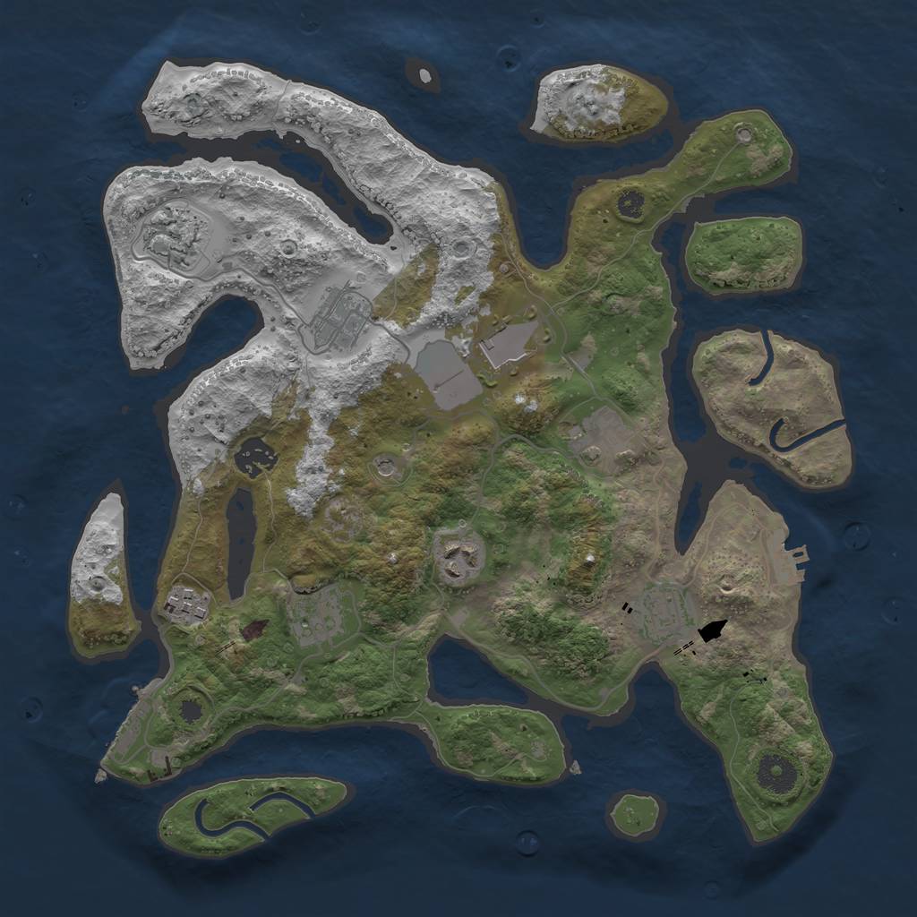Rust Map: Procedural Map, Size: 3500, Seed: 973839, 14 Monuments