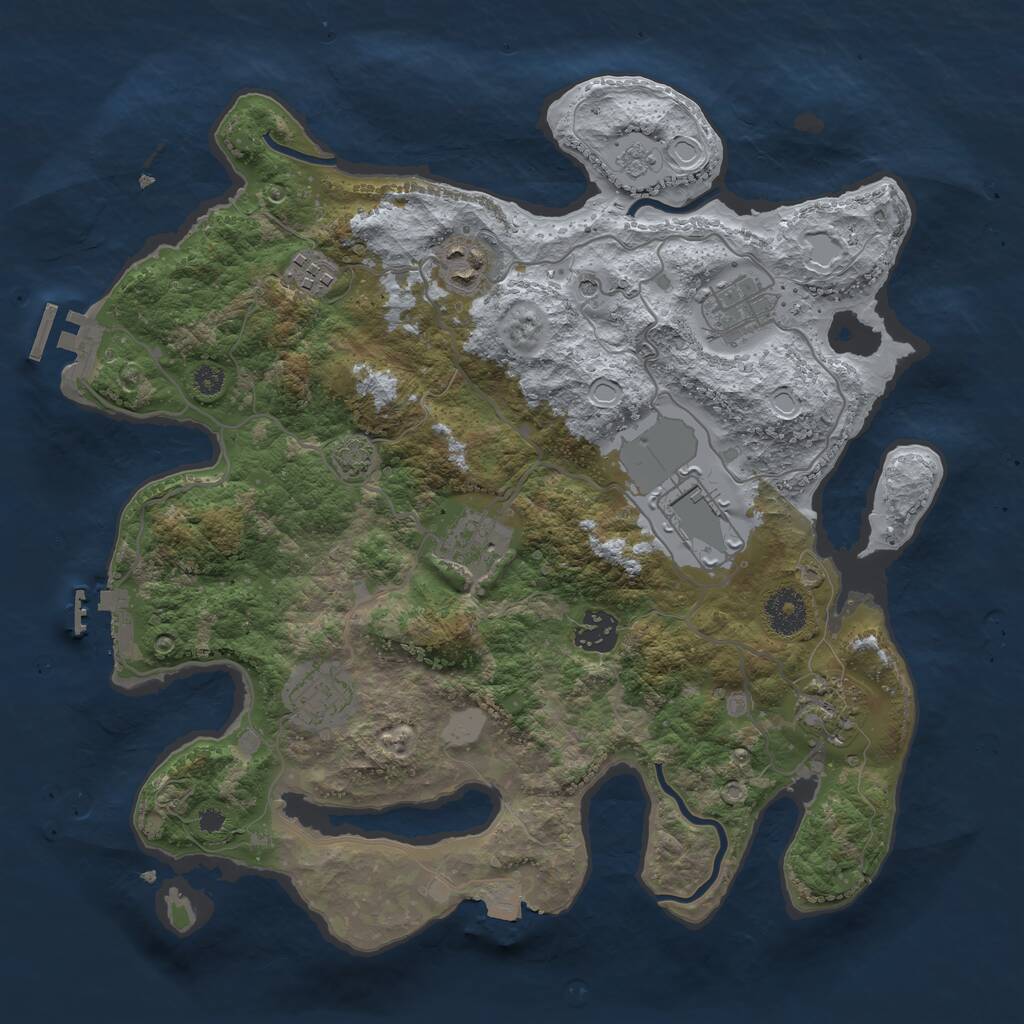 Rust Map: Procedural Map, Size: 3500, Seed: 670263, 14 Monuments
