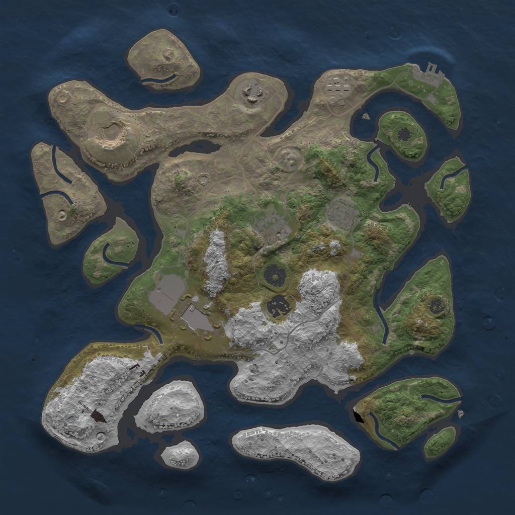 Rust Map: Procedural Map, Size: 3500, Seed: 665218, 10 Monuments