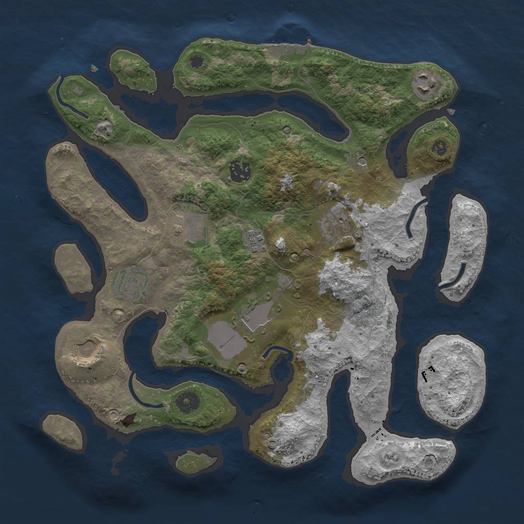 Rust Map: Procedural Map, Size: 3500, Seed: 271918, 12 Monuments