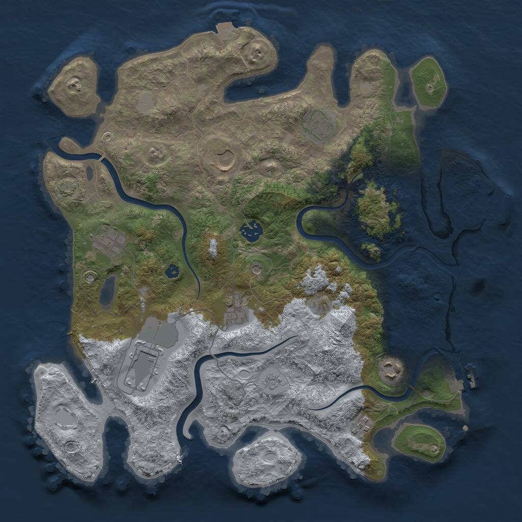 Rust Map: Procedural Map, Size: 3700, Seed: 1949493553, 14 Monuments