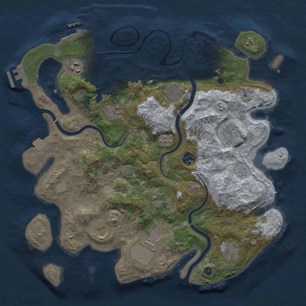 Rust Map: Procedural Map, Size: 3750, Seed: 50101849, 16 Monuments
