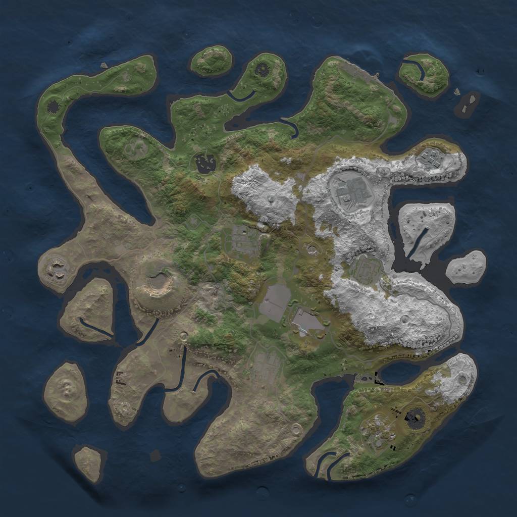 Rust Map: Procedural Map, Size: 3750, Seed: 50101849, 14 Monuments