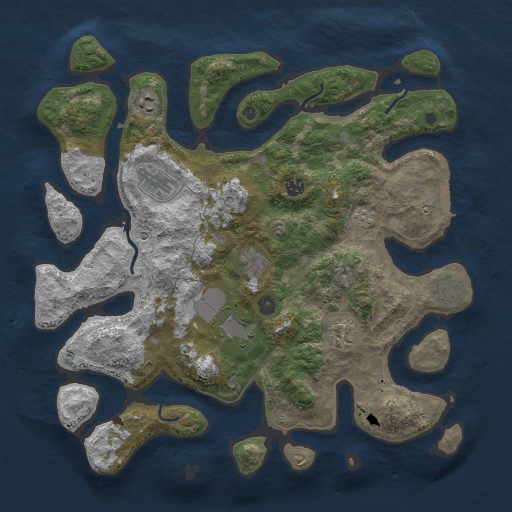 Rust Map: Procedural Map, Size: 4000, Seed: 460032764, 12 Monuments