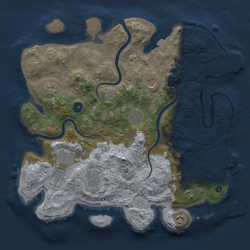 Rust Map: Procedural Map, Size: 3700, Seed: 77777777, 13 Monuments