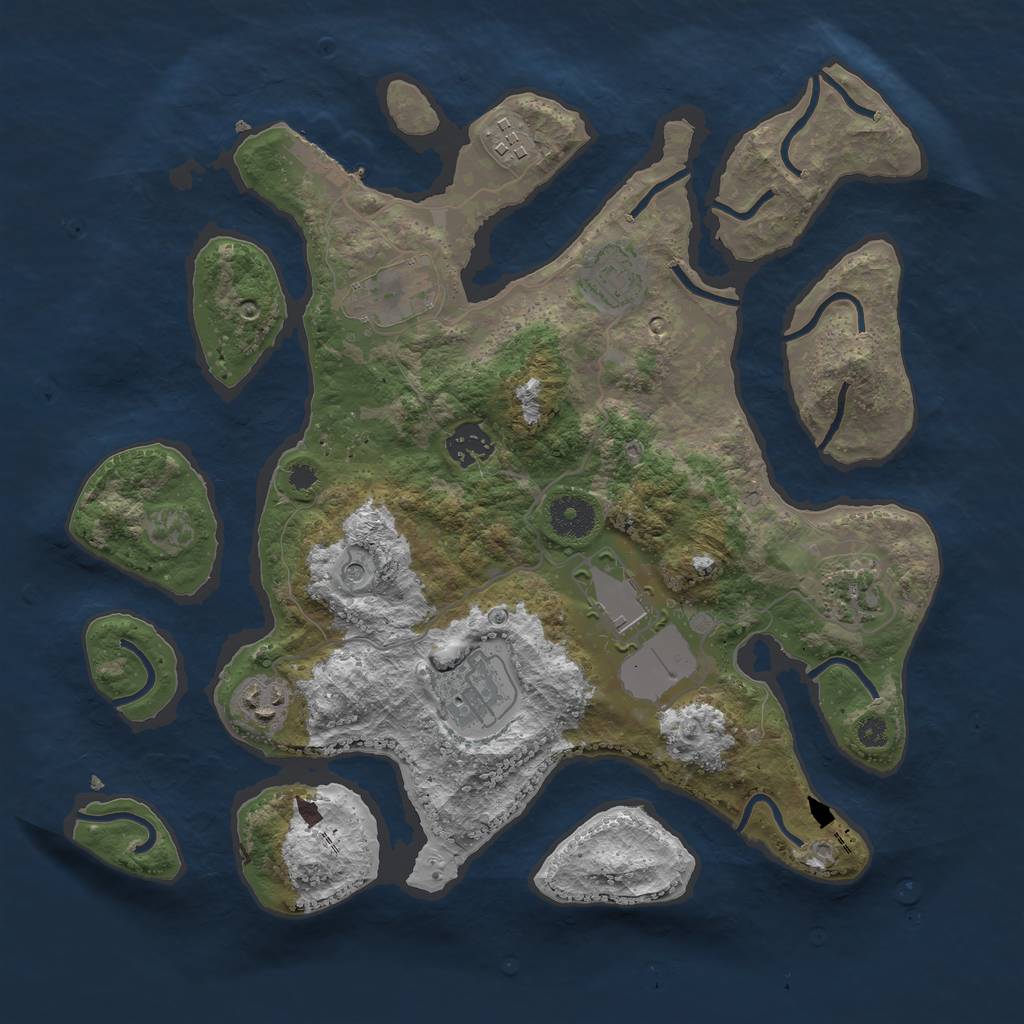 Rust Map: Procedural Map, Size: 3500, Seed: 849637082, 12 Monuments