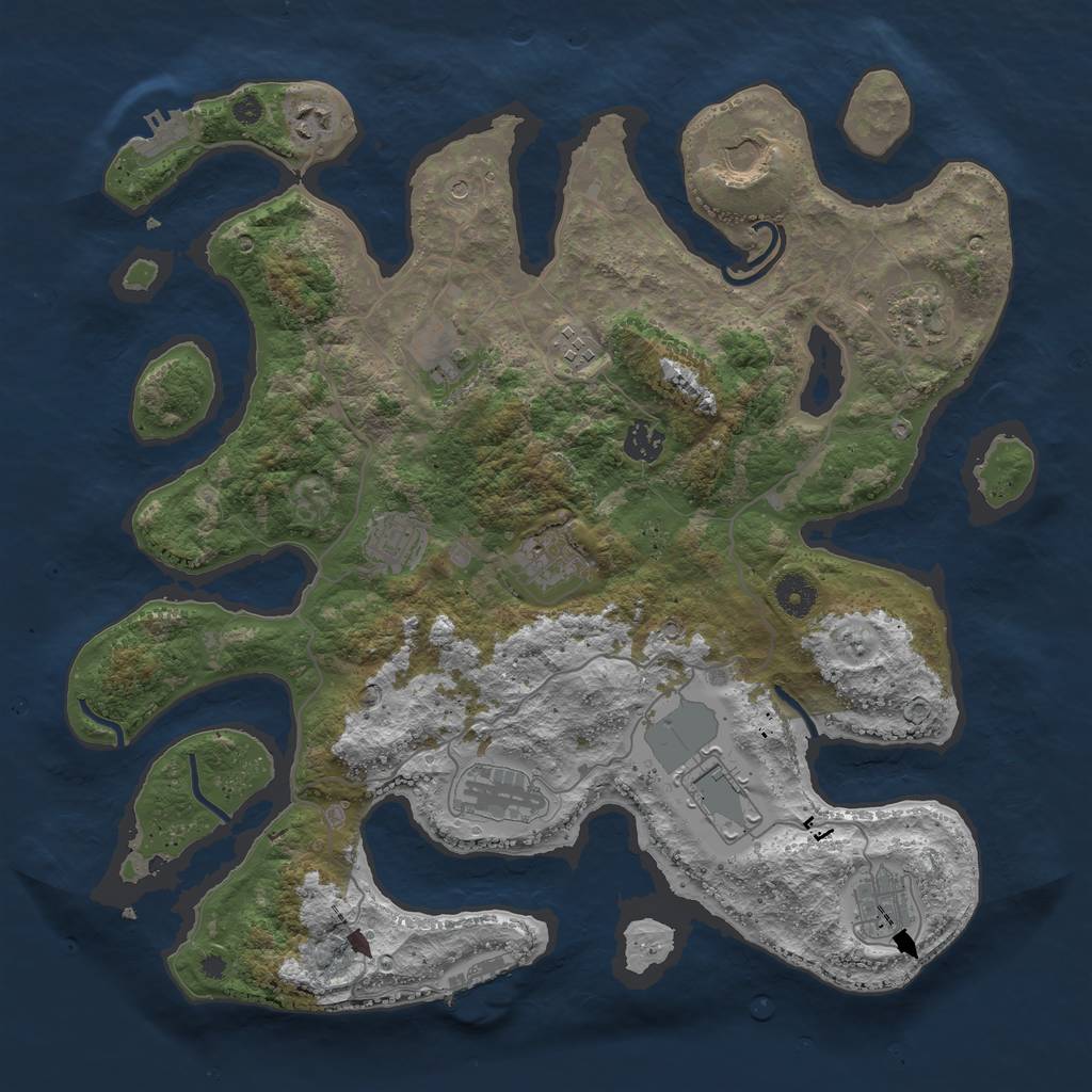 Rust Map: Procedural Map, Size: 4000, Seed: 1273980157, 16 Monuments