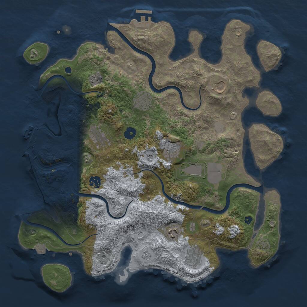 Rust Map: Procedural Map, Size: 3850, Seed: 251307200, 15 Monuments