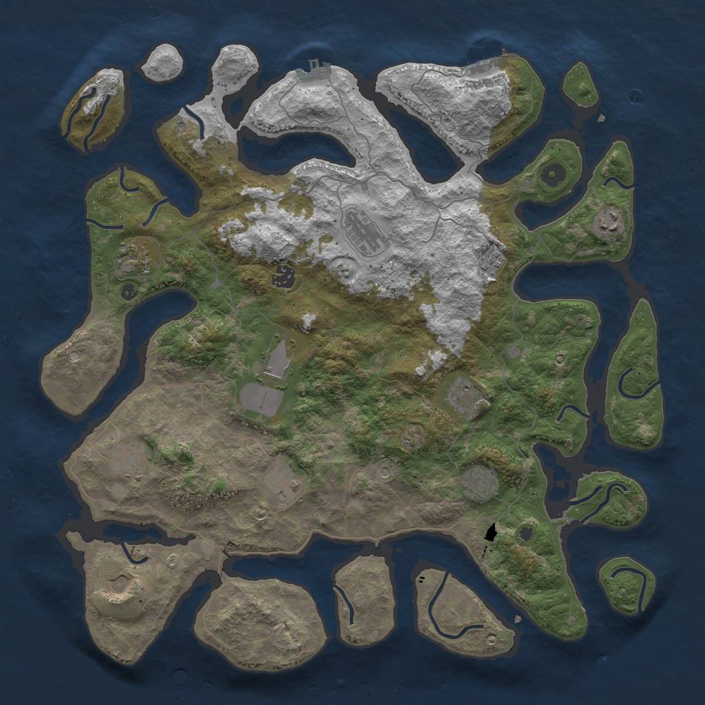 Rust Map: Procedural Map, Size: 4500, Seed: 7265, 16 Monuments