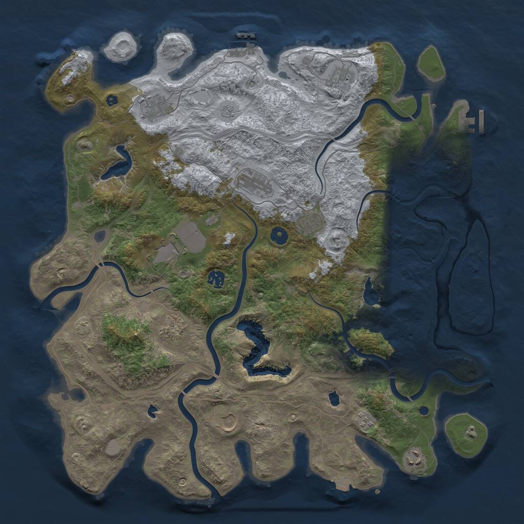 Rust Map: Procedural Map, Size: 4500, Seed: 7265, 16 Monuments