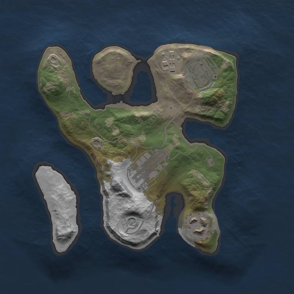 Rust Map: Barren, Size: 2100, Seed: 3, 7 Monuments