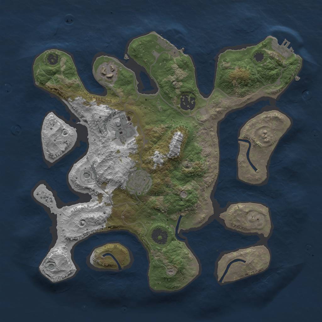 Rust Map: Procedural Map, Size: 3000, Seed: 2422587, 9 Monuments