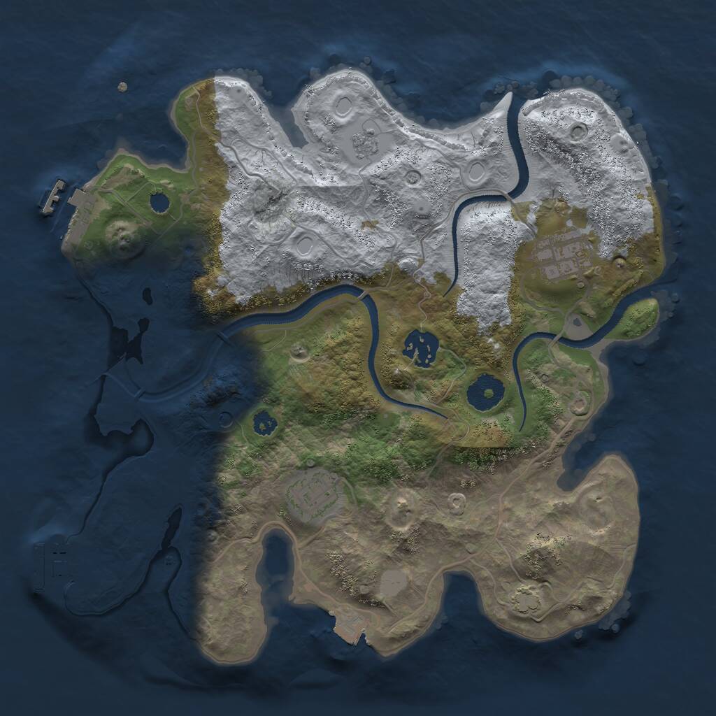 Rust Map: Procedural Map, Size: 3000, Seed: 754332904, 9 Monuments