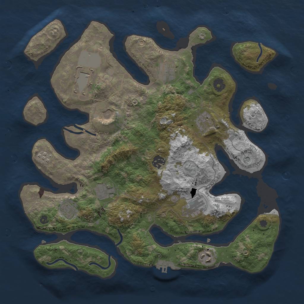 Rust Map: Procedural Map, Size: 3600, Seed: 11545, 14 Monuments