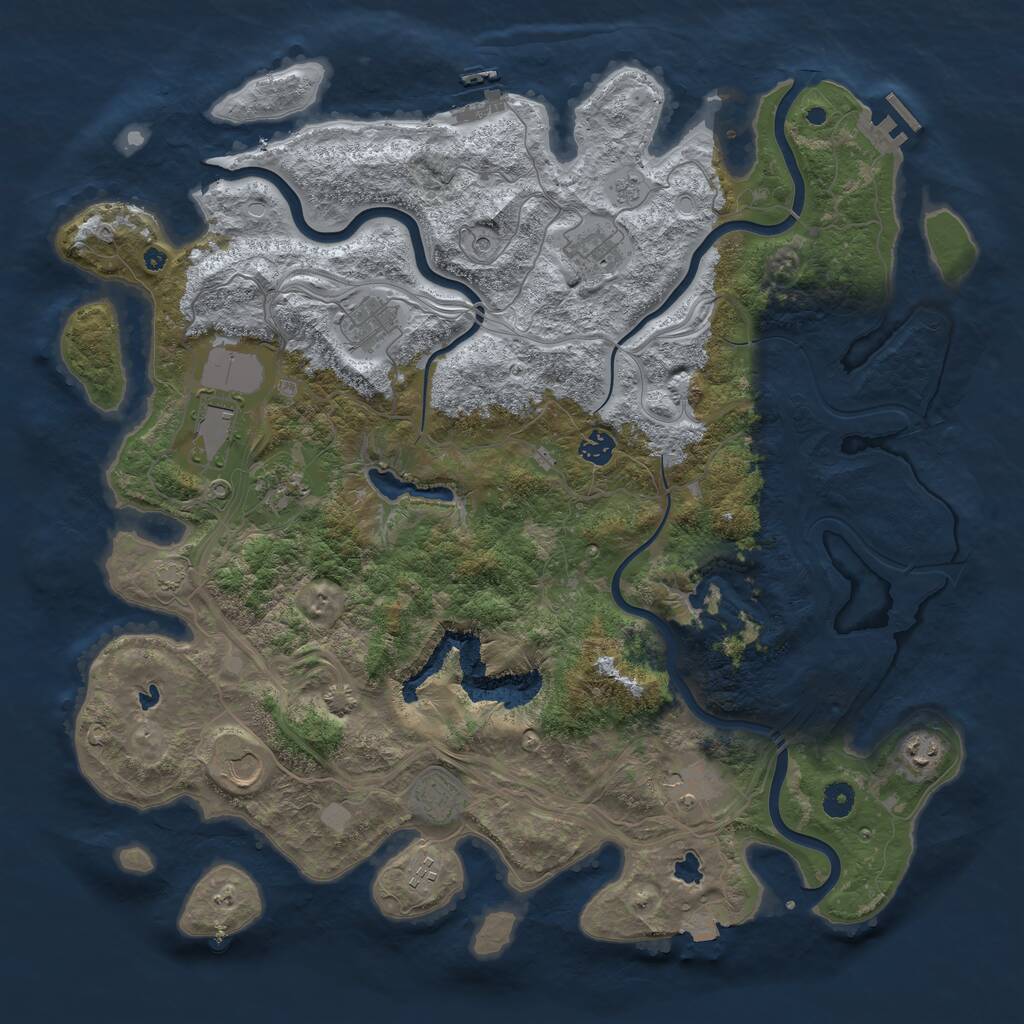 Rust Map: Procedural Map, Size: 4500, Seed: 85215753, 16 Monuments