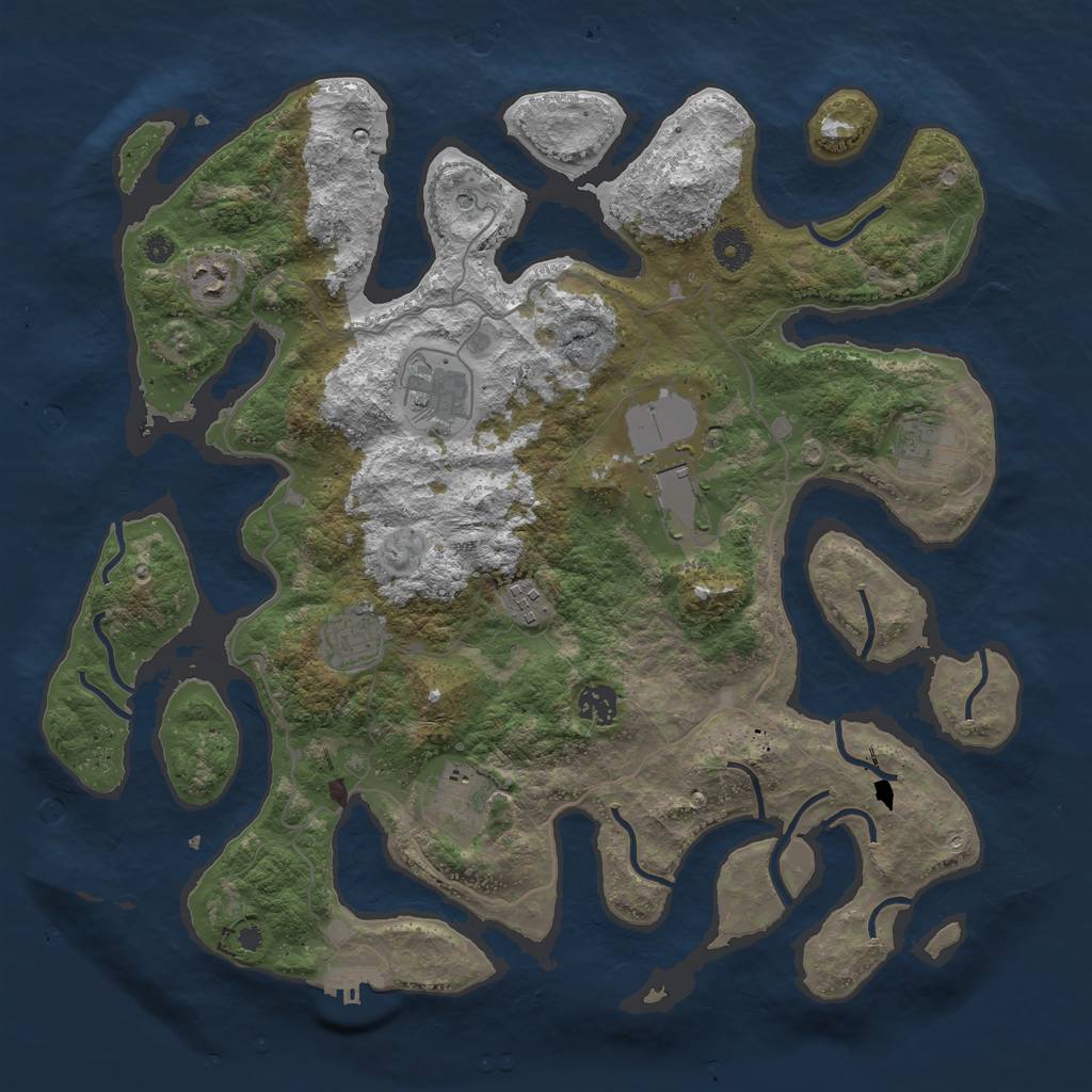 Rust Map: Procedural Map, Size: 4000, Seed: 692342324, 12 Monuments