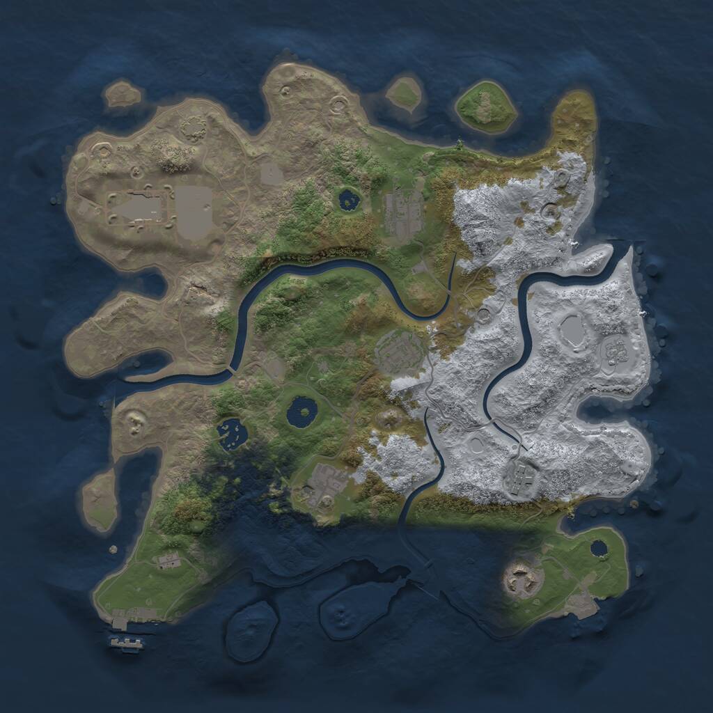 Rust Map: Procedural Map, Size: 3500, Seed: 1026837002, 12 Monuments