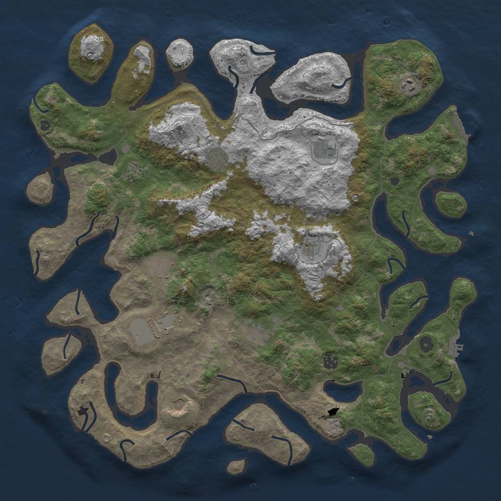 Rust Map: Procedural Map, Size: 5000, Seed: 40500, 16 Monuments