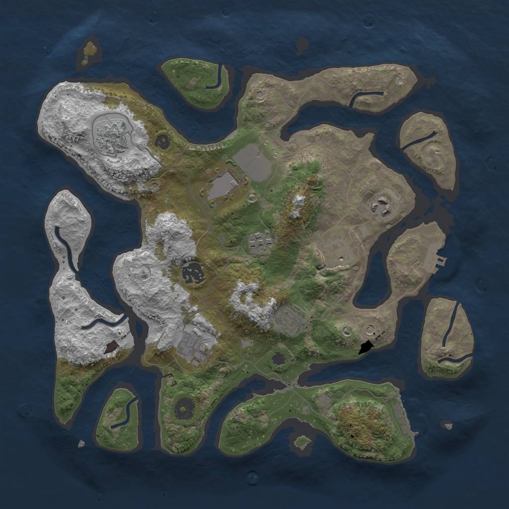 Rust Map: Procedural Map, Size: 3500, Seed: 7296203, 13 Monuments