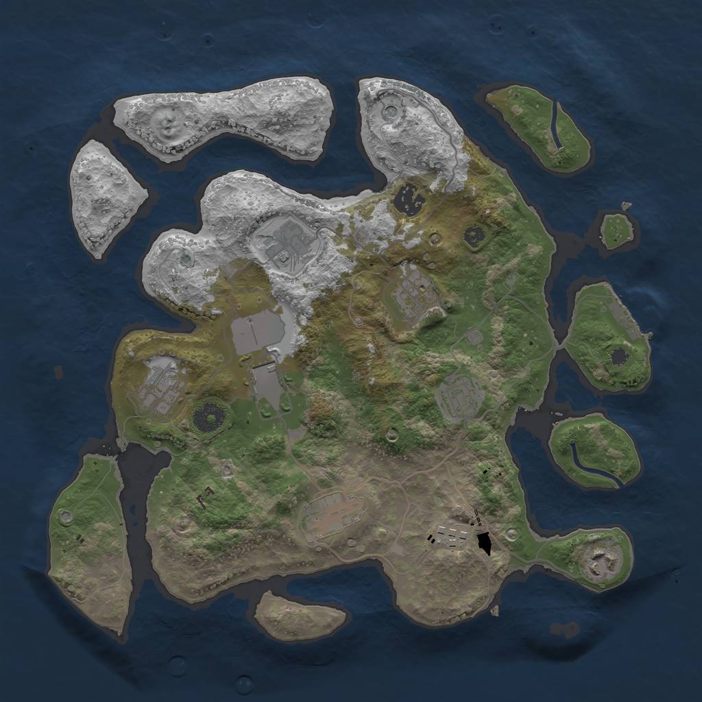 Rust Map: Procedural Map, Size: 3500, Seed: 550712480, 13 Monuments