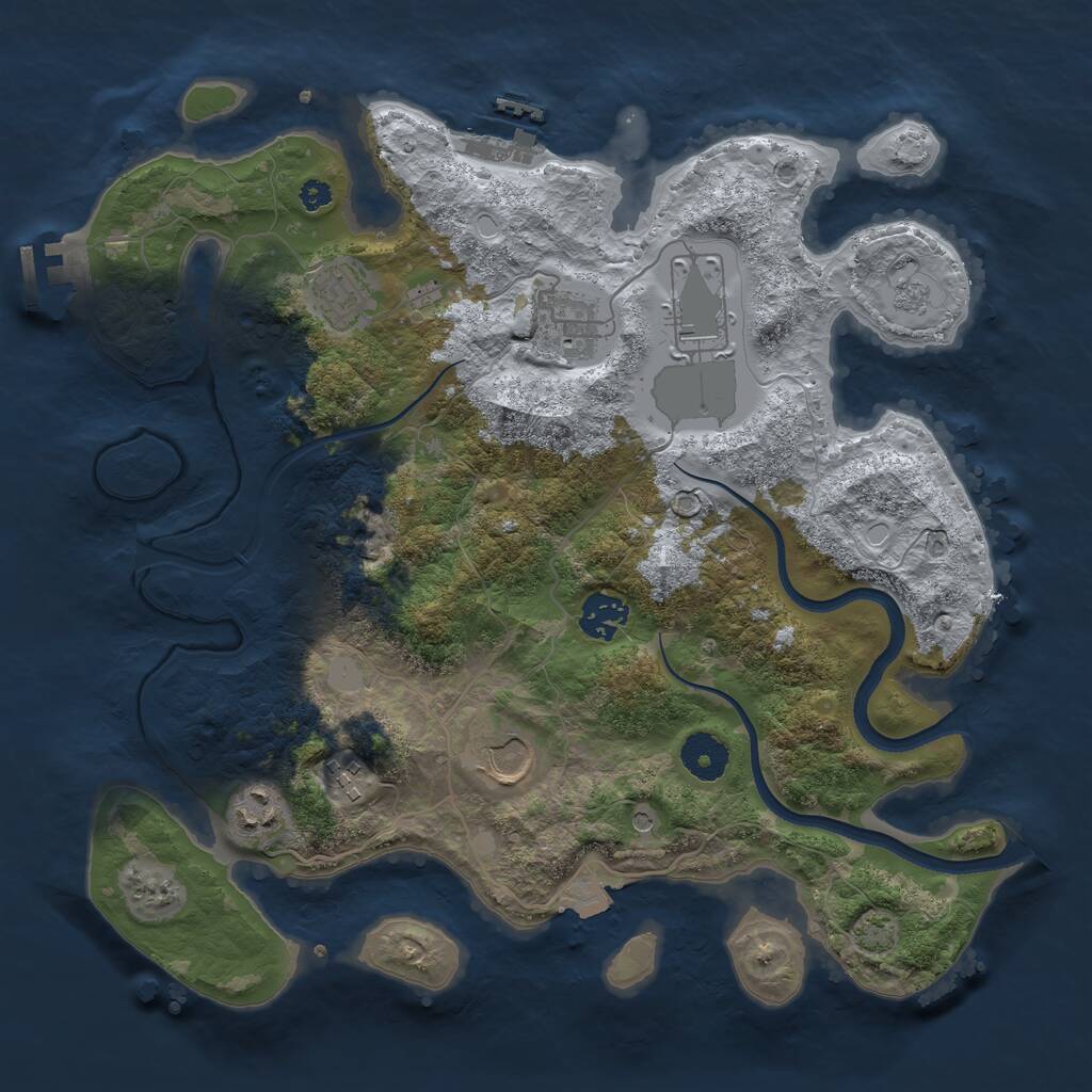Rust Map: Procedural Map, Size: 3500, Seed: 1512538946, 13 Monuments