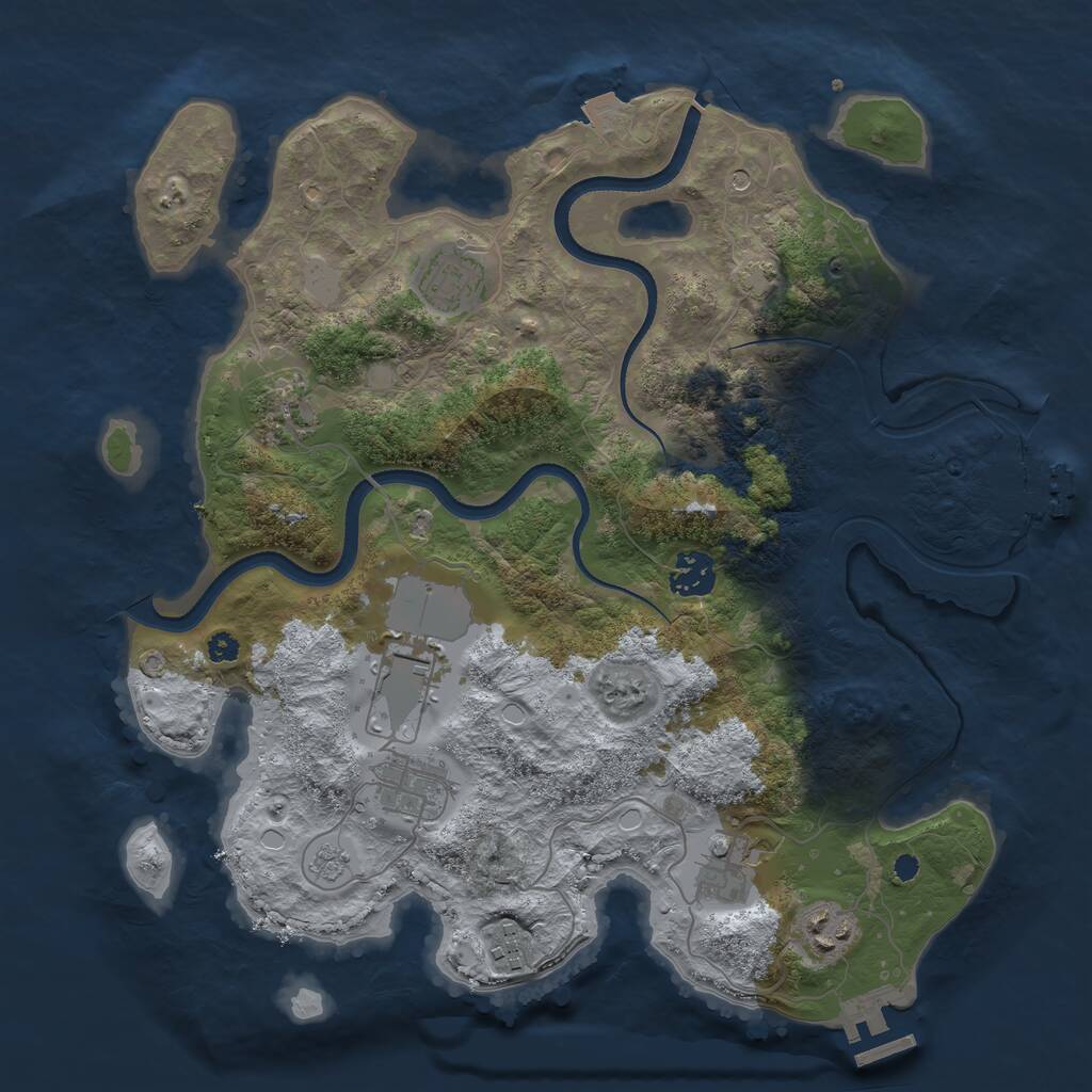 Rust Map: Procedural Map, Size: 3500, Seed: 78465556, 14 Monuments