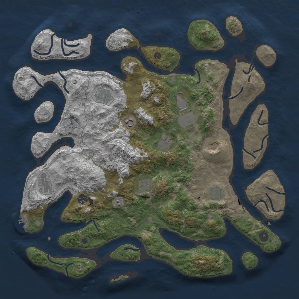Rust Map: Procedural Map, Size: 4500, Seed: 362462465, 14 Monuments