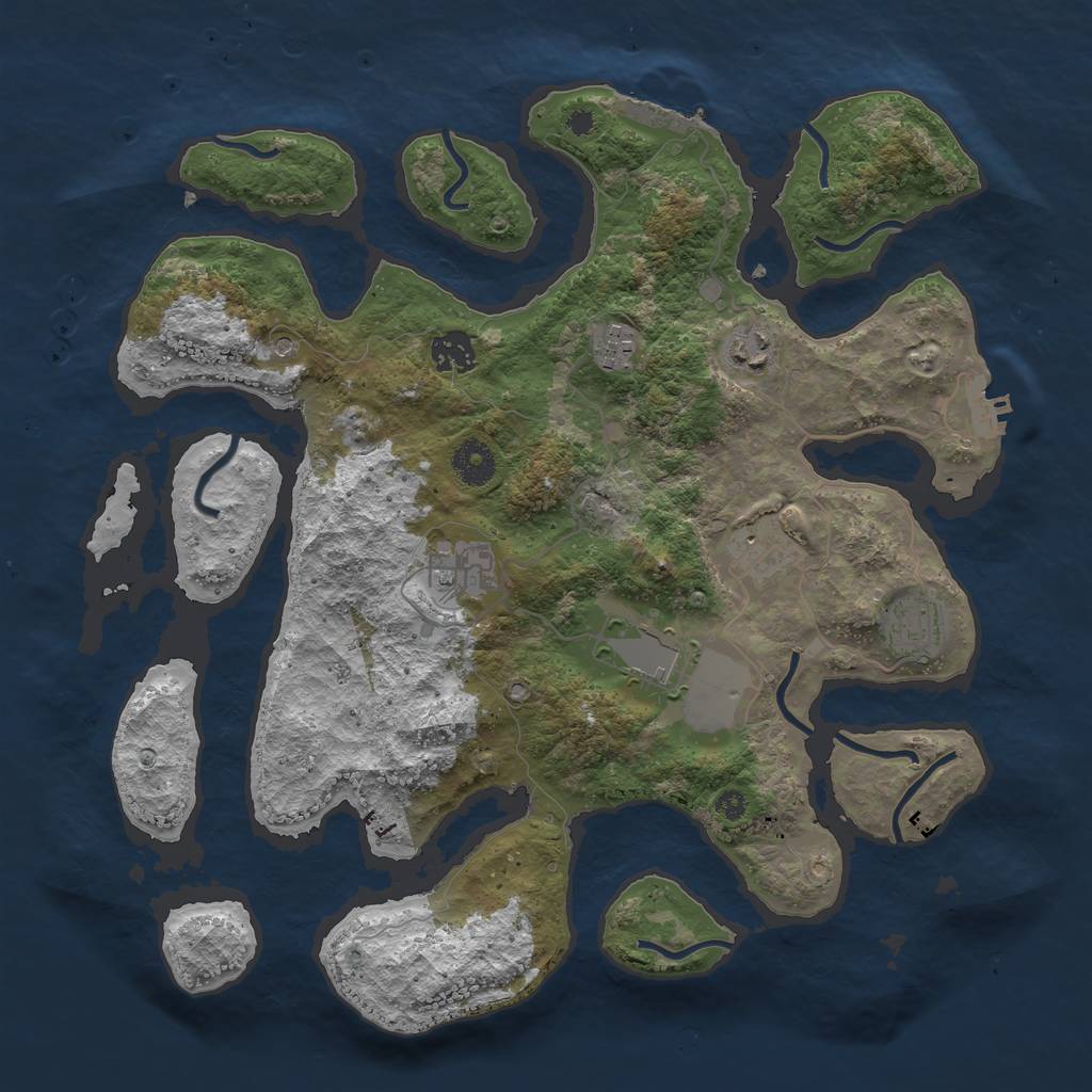 Rust Map: Procedural Map, Size: 3700, Seed: 138081, 12 Monuments