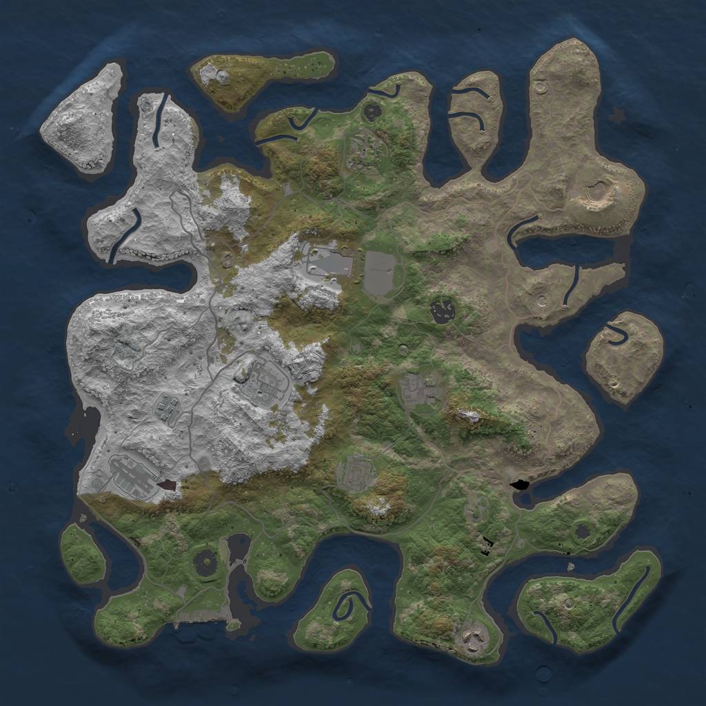 Rust Map: Procedural Map, Size: 4250, Seed: 735779, 14 Monuments