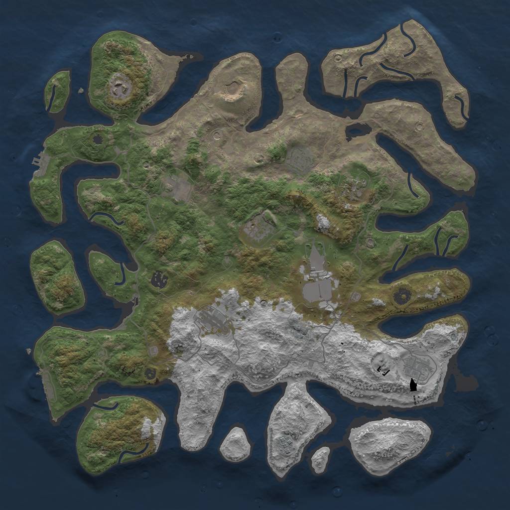 Rust Map: Procedural Map, Size: 4500, Seed: 693071187, 16 Monuments