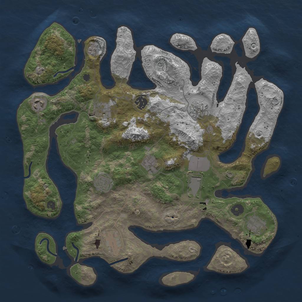 Rust Map: Procedural Map, Size: 3750, Seed: 515980647, 13 Monuments