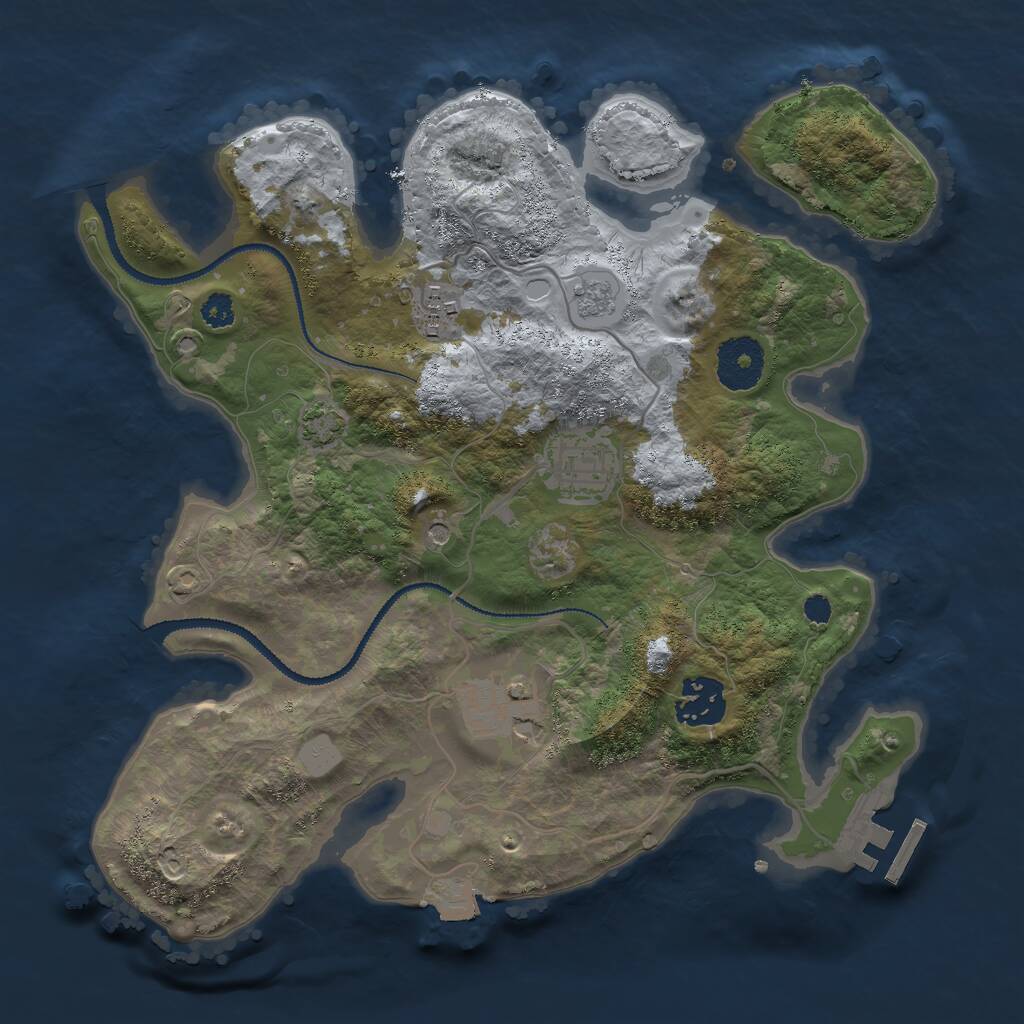 Rust Map: Procedural Map, Size: 3000, Seed: 47483390, 9 Monuments