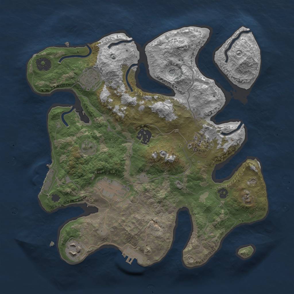Rust Map: Procedural Map, Size: 3000, Seed: 91038132, 10 Monuments