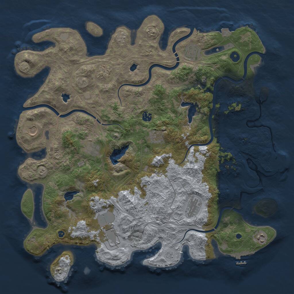 Rust Map: Procedural Map, Size: 4500, Seed: 26277, 16 Monuments