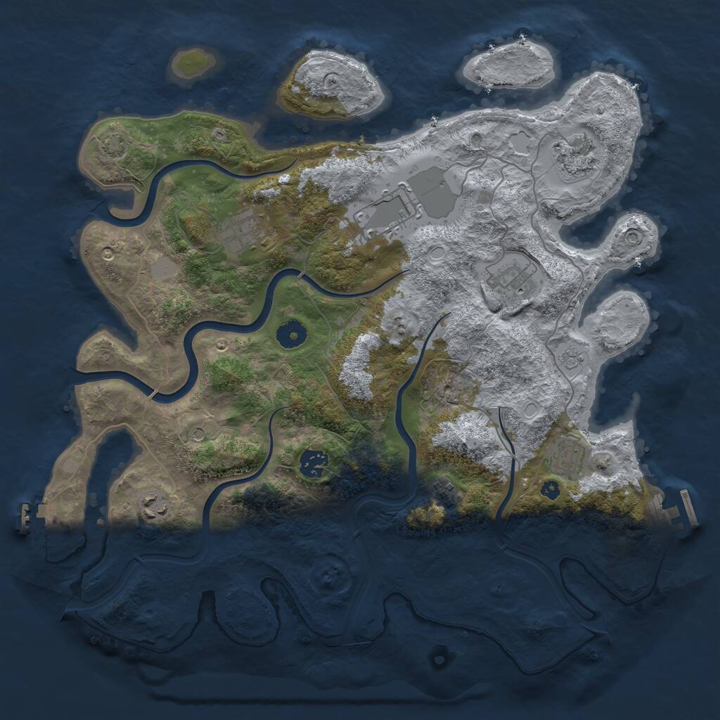 Rust Map: Procedural Map, Size: 3800, Seed: 48679567, 14 Monuments