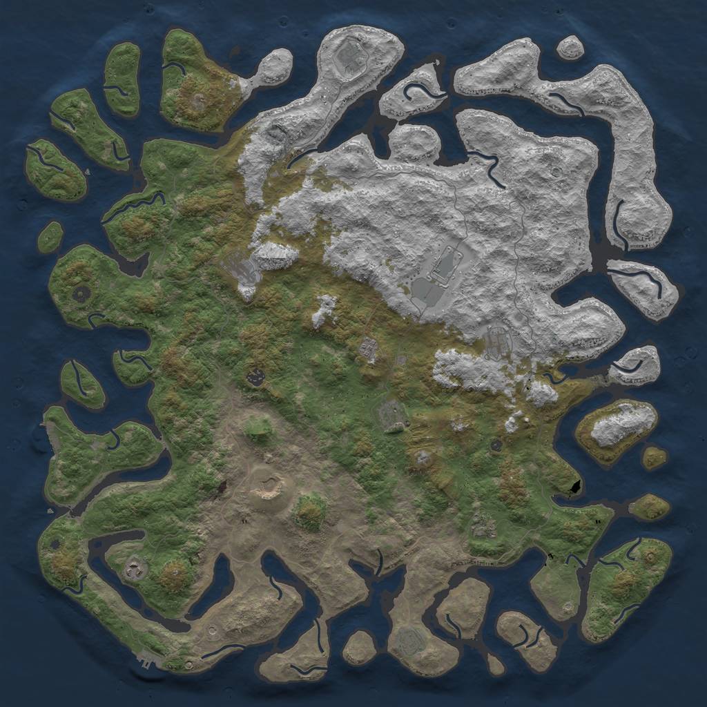 Rust Map: Procedural Map, Size: 6000, Seed: 436283107, 16 Monuments