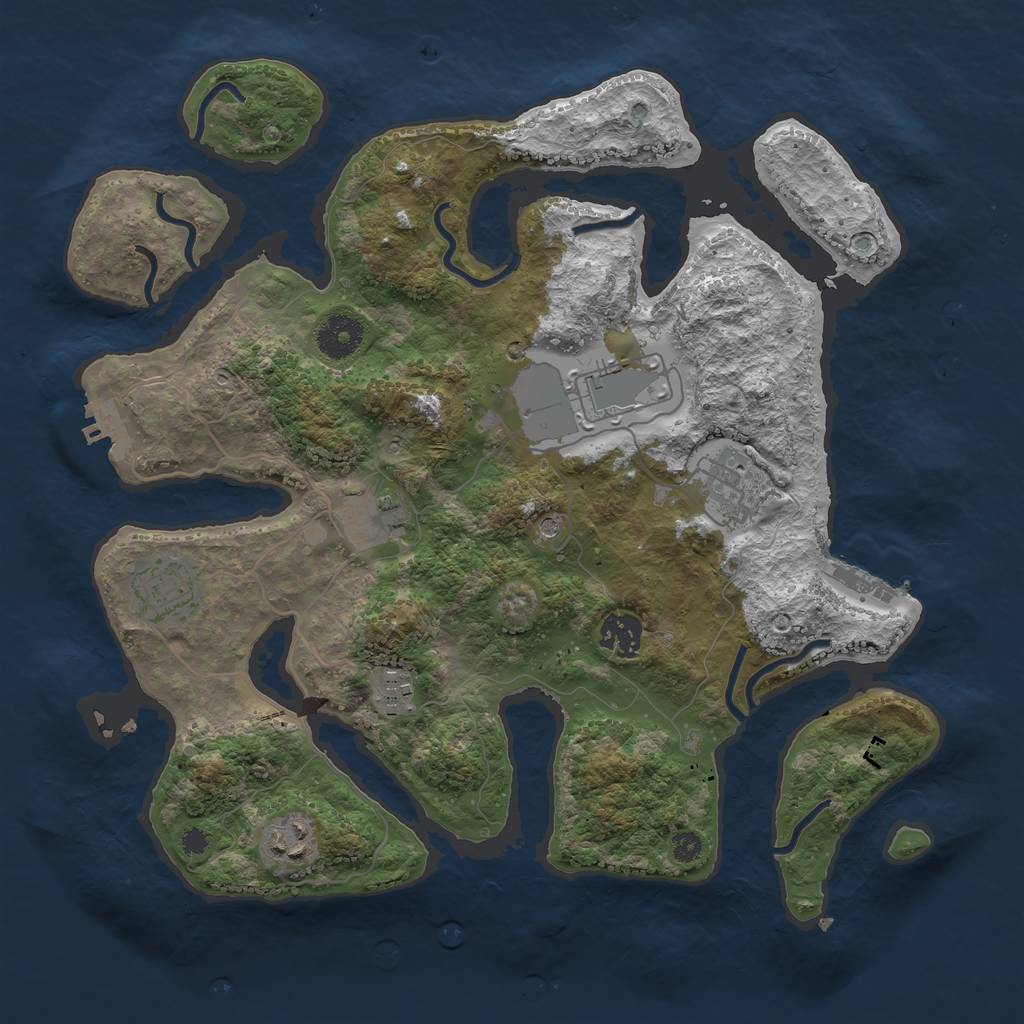 Rust Map: Procedural Map, Size: 3500, Seed: 1945610198, 12 Monuments