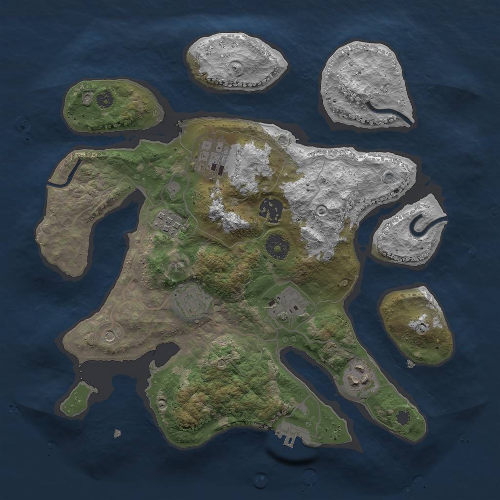 Rust Map: Procedural Map, Size: 3069, Seed: 499099847, 10 Monuments