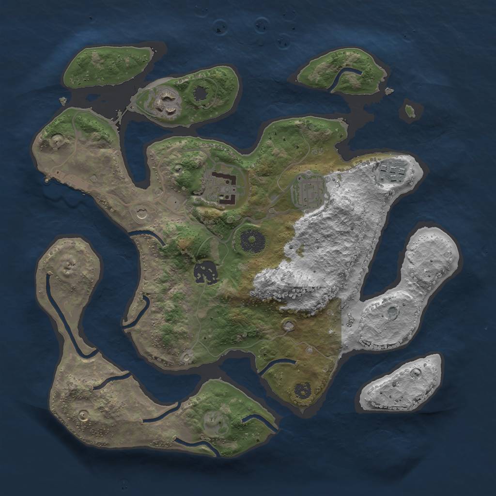 Rust Map: Procedural Map, Size: 3000, Seed: 1904416688, 9 Monuments