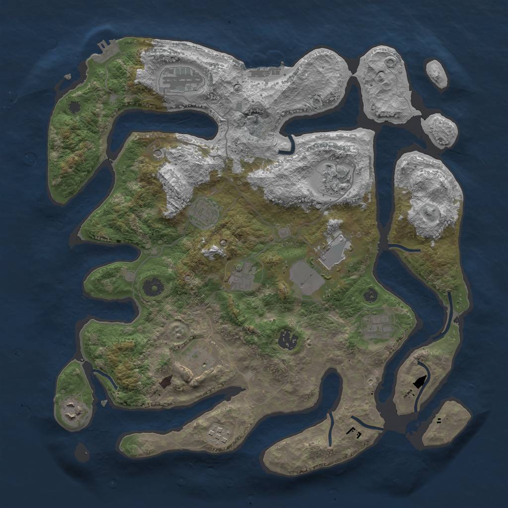 Rust Map: Procedural Map, Size: 3850, Seed: 1849055242, 15 Monuments