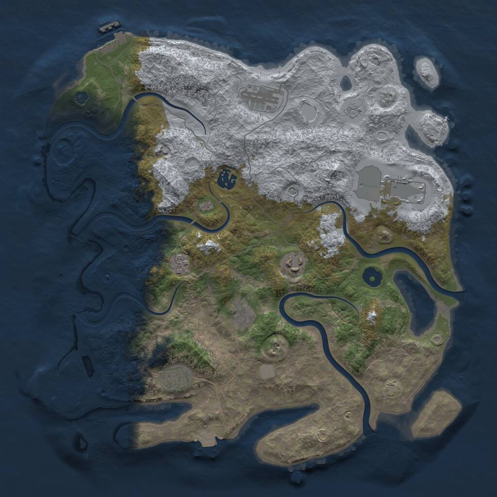 Rust Map: Procedural Map, Size: 3850, Seed: 1849055242, 13 Monuments