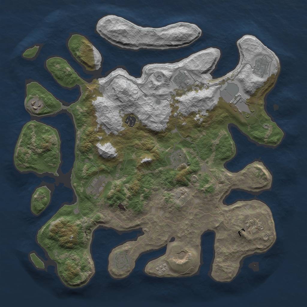 Rust Map: Barren, Size: 4200, Seed: 1, 14 Monuments